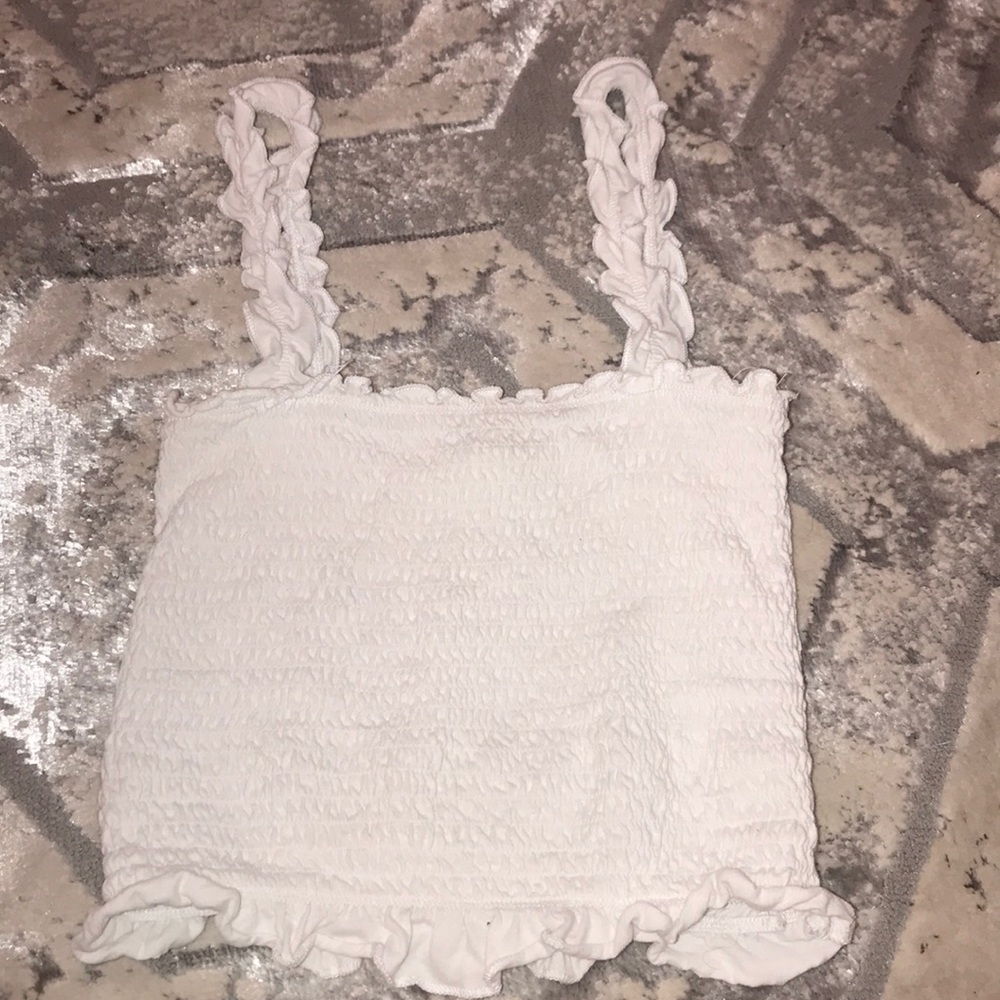 Stretchy white crop tank